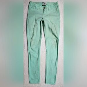 5th Culture Jeans Size 7 Green Mid-Rise Slim Skinny Leg Leggins Pants Stretch